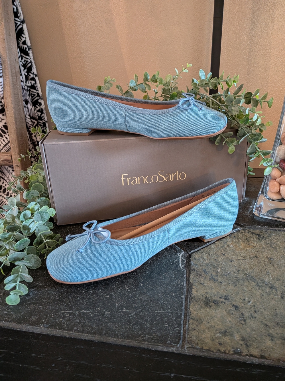 NWT! Franco Sarto Flats in Blue Denim Size 7